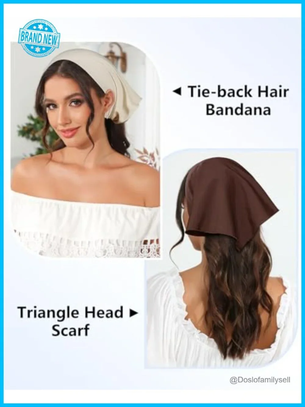 3 Pack Tie-Back Triangle Head Scarves for Women - Polyester Boho Hair Bandanas